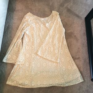 Cream bell sleeve lace dress